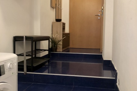 Hallway from kitchen/living room to bathroom